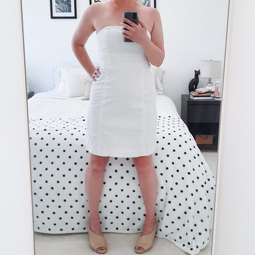 Lilly Pulitzer White Embroidered Strapless Dress 10